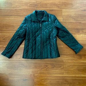 Black Leather Coat - women’s size medium - like new condition